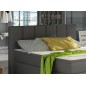 Ensemble boxspring complet tête de lit + sommiers + matelas + surmatelas BASSANO - en simili cuir gris foncé - 140x200 cm