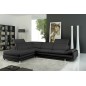 Canapé d'angle en cuir italien 6/7 places IZEN, noir, version LUXE, angle gauche