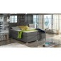 Ensemble boxspring complet tête de lit + sommiers + matelas + surmatelas BASSANO - en simili cuir gris foncé - 140x200 cm
