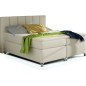Ensemble boxspring complet tête de lit + sommiers + matelas + surmatelas BASSANO - en simili cuir beige - 140x200 cm
