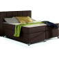 Ensemble boxspring complet tête de lit + sommiers + matelas + surmatelas BASSANO - en simili cuir chocolat - 140x200 cm