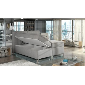 Ensemble boxspring complet tête de lit + sommiers + matelas + surmatelas BASSANO - en simili cuir chocolat - 140x200 cm