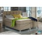 Ensemble boxspring complet tête de lit + sommiers + matelas + surmatelas BASSANO - en tissu marron chiné - 160x200 cm