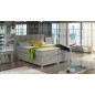 Ensemble boxspring complet tête de lit + sommiers + matelas + surmatelas BASSANO - en tissu gris chiné - 140x200 cm