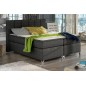 Ensemble boxspring complet tête de lit + sommiers + matelas + surmatelas BASSANO - en tissu gris-noir - 140x200 cm