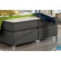 Ensemble boxspring complet tête de lit + sommiers + matelas + surmatelas BASSANO - en tissu gris-noir - 140x200 cm