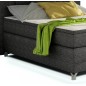 Ensemble boxspring complet tête de lit + sommiers + matelas + surmatelas BASSANO - en tissu gris-noir - 140x200 cm