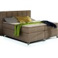 Ensemble boxspring complet tête de lit + sommiers + matelas + surmatelas BASSANO - en tissu marron chiné - 140x200 cm