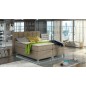 Ensemble boxspring complet tête de lit + sommiers + matelas + surmatelas BASSANO - en tissu marron chiné - 140x200 cm