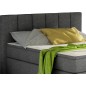 Ensemble boxspring complet tête de lit + sommiers + matelas + surmatelas BASSANO - en tissu gris foncé - 140x200 cm