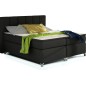 Ensemble boxspring complet tête de lit + sommiers + matelas + surmatelas BASSANO - en tissu noir - 140x200 cm