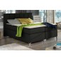 Ensemble boxspring complet tête de lit + sommiers + matelas + surmatelas BASSANO - en tissu noir - 140x200 cm