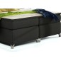 Ensemble boxspring complet tête de lit + sommiers + matelas + surmatelas BASSANO - en tissu noir - 140x200 cm