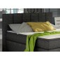 Ensemble boxspring complet tête de lit + sommiers + matelas + surmatelas BASSANO - en tissu noir - 140x200 cm