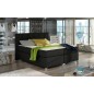 Ensemble boxspring complet tête de lit + sommiers + matelas + surmatelas BASSANO - en tissu noir - 140x200 cm