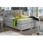 Ensemble boxspring complet tête de lit + sommiers + matelas + surmatelas BASSANO - en tissu gris - 140x200 cm