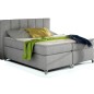 Ensemble boxspring complet tête de lit + sommiers + matelas + surmatelas BASSANO - en tissu gris - 140x200 cm
