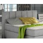 Ensemble boxspring complet tête de lit + sommiers + matelas + surmatelas BASSANO - en tissu gris - 140x200 cm