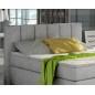 Ensemble boxspring complet tête de lit + sommiers + matelas + surmatelas BASSANO - en tissu gris - 160x200 cm