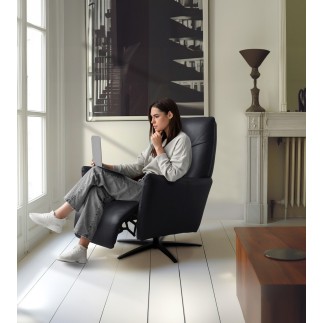 Fauteuil relax électrique en 100% tout cuir épais luxe italien