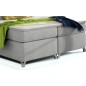 Ensemble boxspring complet tête de lit + sommiers + matelas + surmatelas BASSANO - en tissu gris - 180x200 cm