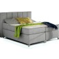 Ensemble boxspring complet tête de lit + sommiers + matelas + surmatelas BASSANO - en tissu gris - 180x200 cm