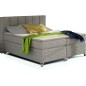 Ensemble boxspring complet tête de lit + sommiers + matelas + surmatelas BASSANO - en tissu gris chiné - 160x200 cm