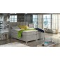 Ensemble boxspring complet tête de lit + sommiers + matelas + surmatelas BASSANO - en tissu gris chiné - 160x200 cm