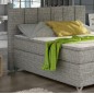 Ensemble boxspring complet tête de lit + sommiers + matelas + surmatelas BASSANO - en tissu gris chiné - 160x200 cm