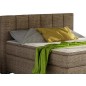 Ensemble boxspring complet tête de lit + sommiers + matelas + surmatelas BASSANO - en tissu marron chiné - 180x200 cm
