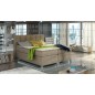 Ensemble boxspring complet tête de lit + sommiers + matelas + surmatelas BASSANO - en tissu marron chiné - 180x200 cm