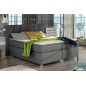 Ensemble boxspring complet tête de lit + sommiers + matelas + surmatelas BASSANO - en tissu gris foncé - 160x200 cm