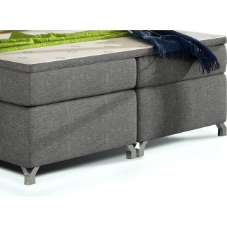 Ensemble boxspring complet tête de lit + sommiers + matelas + surmatelas BASSANO - en tissu gris foncé - 160x200 cm