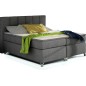 Ensemble boxspring complet tête de lit + sommiers + matelas + surmatelas BASSANO - en tissu gris foncé - 160x200 cm
