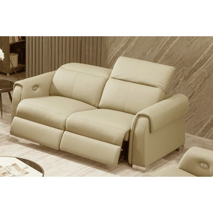 Ensemble avec 4 relax électriques, Canapé 3 places et 2 places en cuir italien buffle TOPRELAX, beige