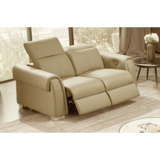 Ensemble avec 4 relax électriques, Canapé 3 places et 2 places en cuir italien buffle TOPRELAX, beige