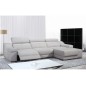 Canapé d'angle double relax en cuir de buffle italien de luxe 5 places BiRELAX, blanc cassé, angle droit.