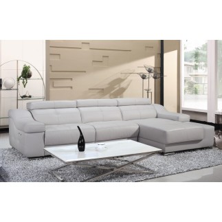 Canapé d'angle double relax en cuir de buffle italien de luxe 5 places BiRELAX, blanc cassé, angle droit.