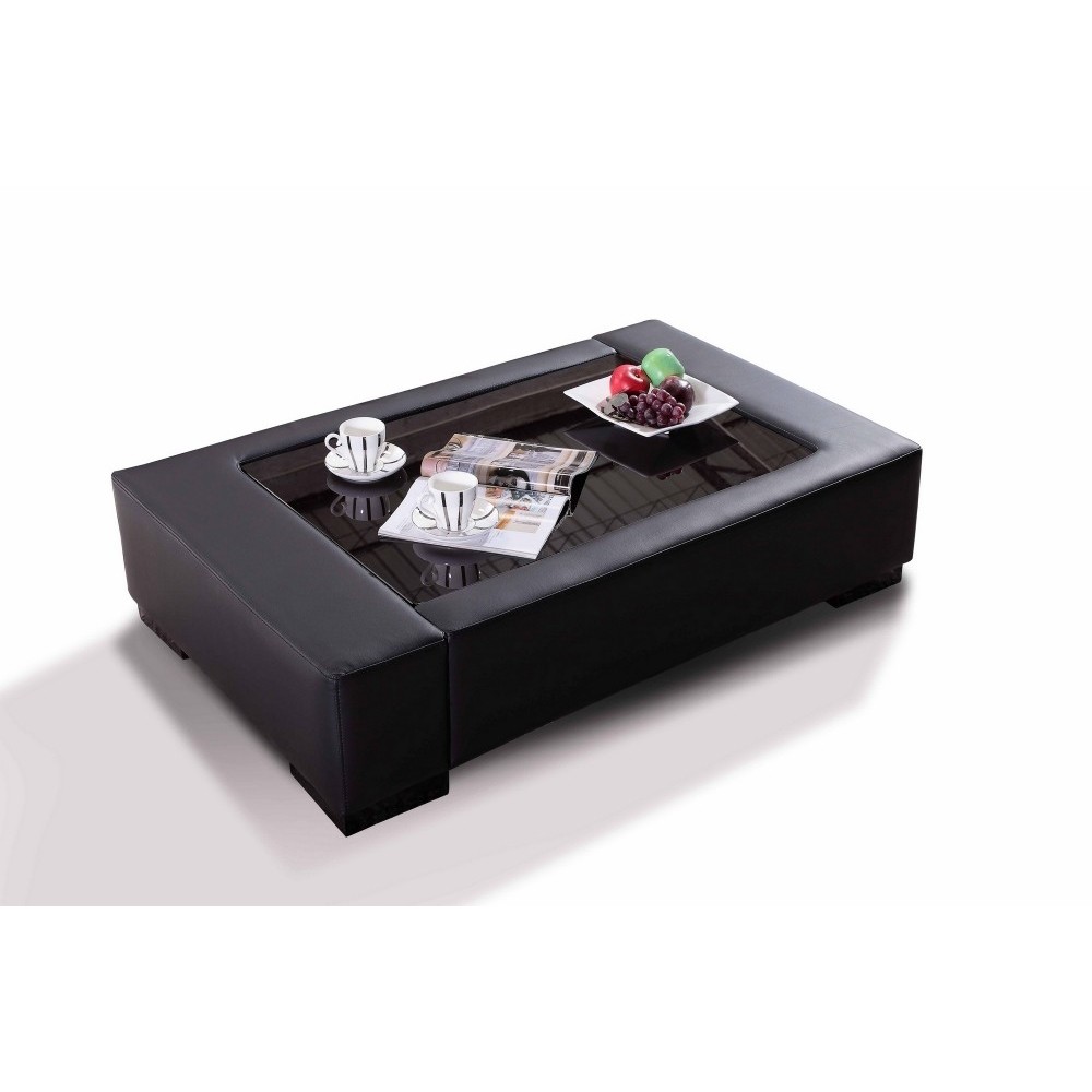Table basse en cuir italien ZANA, noir
