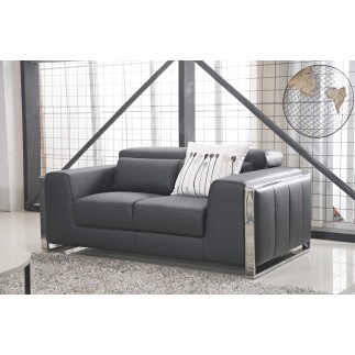 Ensemble Canapé 3 places et 2 places et fauteuil 1 place en cuir luxe italien buffle LUXY, gris foncé