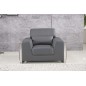 Ensemble Canapé 3 places et 2 places et fauteuil 1 place en cuir luxe italien buffle LUXY, gris foncé
