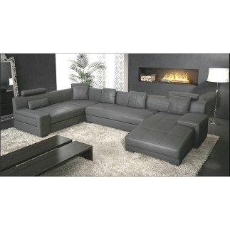 2eme paiement de la commande: Canapé d'angle en cuir italien 8 places, VENESIA, gris foncé, angle gauche, total de la commande 3