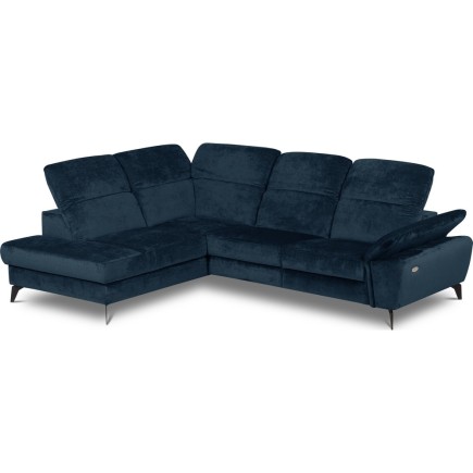 Canapé d'angle avec relax électrique tissu bouclette sensation velours