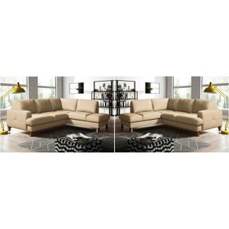 2eme paiement de la commande: 2 Canapés d'angle convertible cuir italien luxe 4/5 places coffre FARELI beige: 1 canapé angle dro
