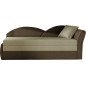 Banquette lit gigogne en tissu de qualité beige et chocolat, angle droit - AGATA, 3 places