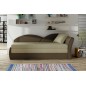 Banquette lit gigogne en tissu de qualité beige et chocolat, angle droit - AGATA, 3 places