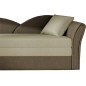 Banquette lit gigogne en tissu de qualité beige et chocolat, angle droit - AGATA, 3 places