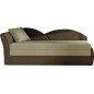 Banquette lit gigogne en tissu de qualité beige et chocolat - angle gauche - AGATA, 3 places