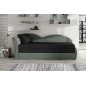 Banquette lit gigogne en tissu de qualité bicolore noir et gris-vert, angle gauche - AGATA, 3 places