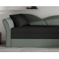 Banquette lit gigogne en tissu de qualité bicolore noir et gris-vert, angle gauche - AGATA, 3 places